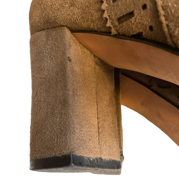 ISOLA ANKLE BOOTS Womens 6.5 Evoda Taupe Suede Laser Cut Pinked Edge Bootie - Picture 13 of 14